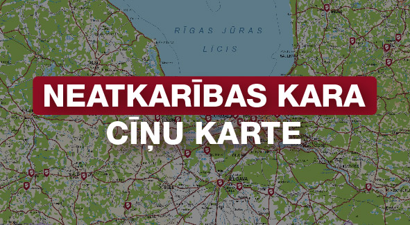 Attēls ar uzrakstu "Neatkarības kara cīņu karte"