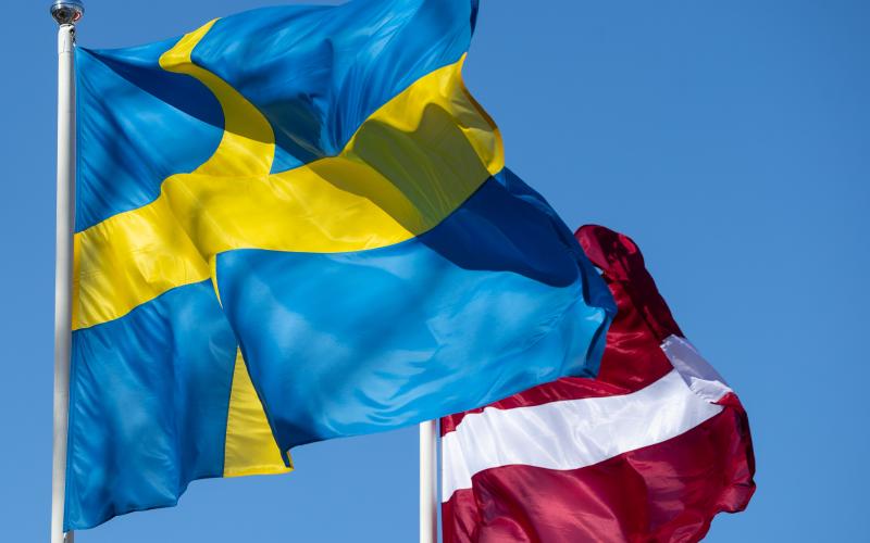 Flags of Sweden and Latvia